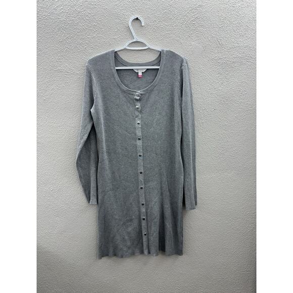No Boundaries Womens Sweater Dress Size XL Grey Long Sleeve Button Up - Picture 1 of 11